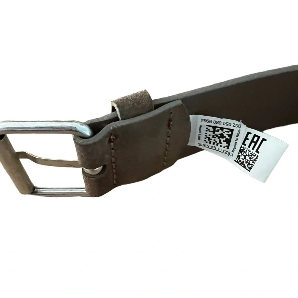 NWOT BOSS Hugo Boss Tan Brown Luxury Cow Suede Leather Belt, 40